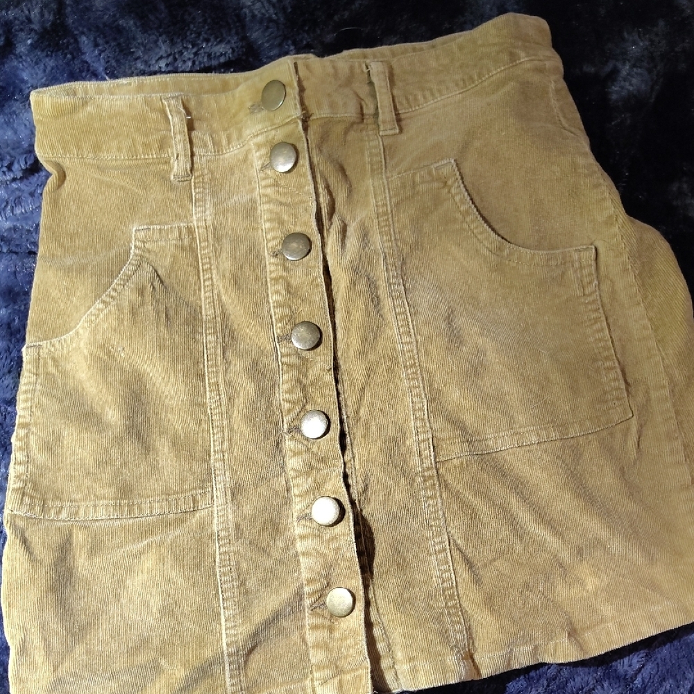 Altar'd State Tan Corduroy Mini Skirt